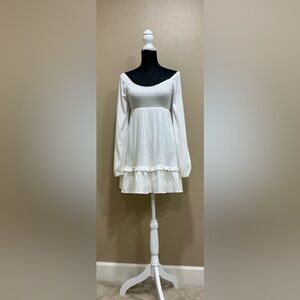 Altar'd State Elegant White Long Sleeve Dress